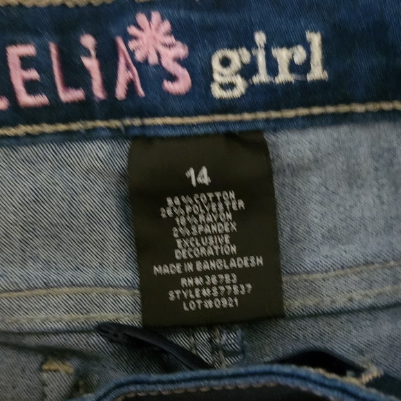 dELiA*s Blue Jean Shorts with Peach Accent - Picture 4 of 4